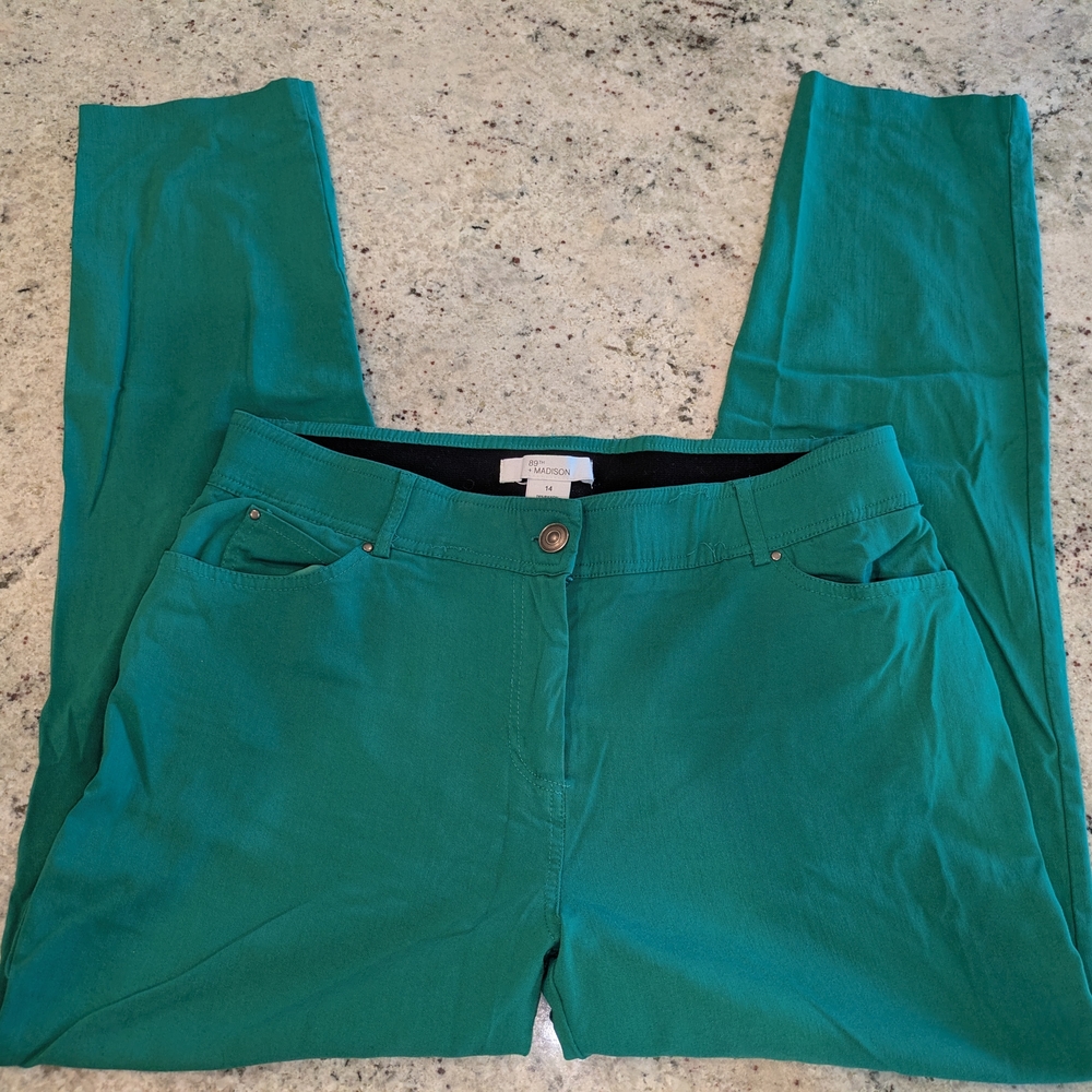 89th + Madison Emerald Green Dress Pants Size 14 | Stretch | Workwear